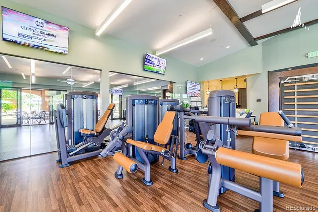 a view of a room with gym equipment