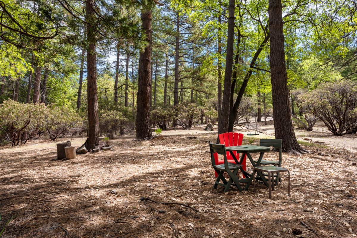 27140 Saunders Meadow Road Idyllwild, CA 92549 - Photo 17 of 25 a view of a wooden bench sitting in backyard
