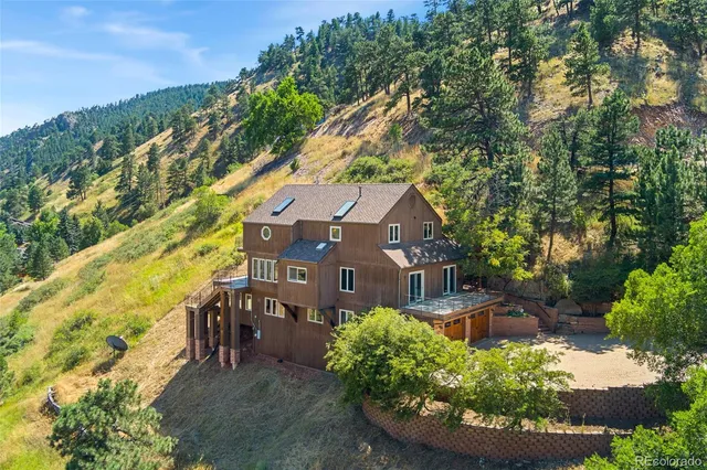 an aerial view of a house