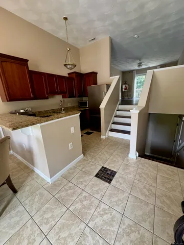 a kitchen with a cabinets and counter space