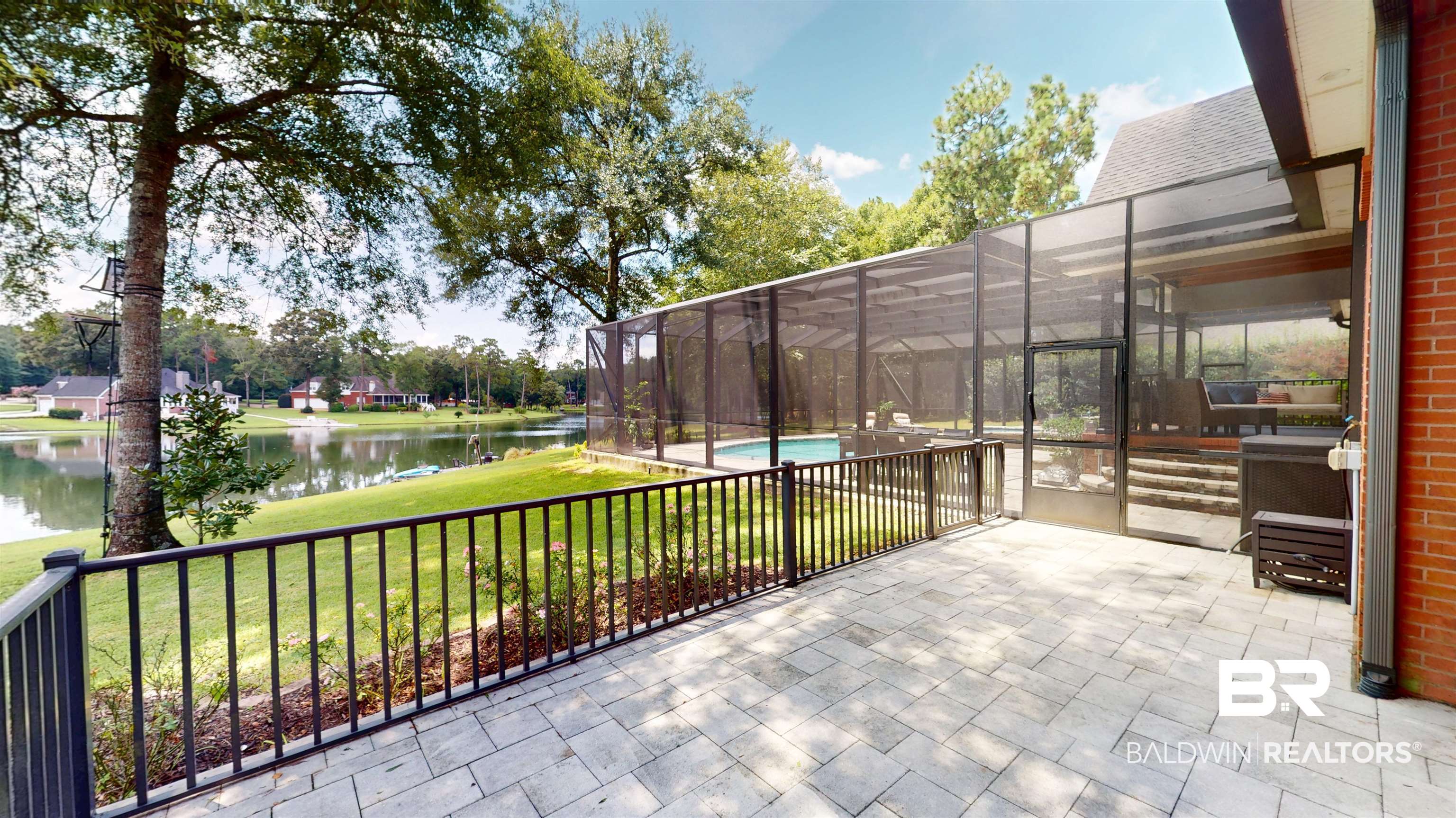 8775 Dawes Lake Road North Mobile, AL 36619 - Photo 45 of 59 View of patio featuring a water view, an outdoor pool, and glass enclosure