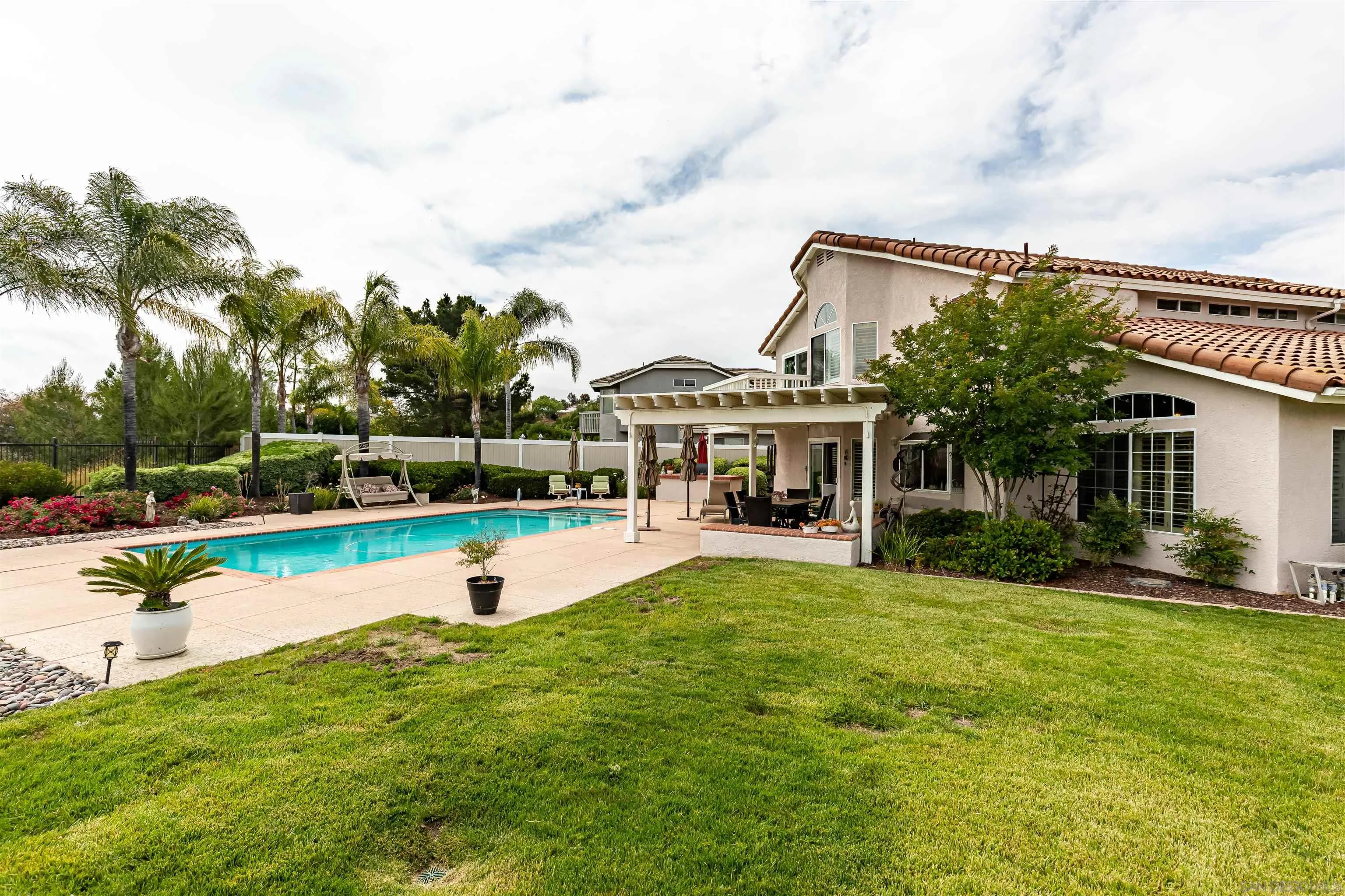 41411 Rue Jadot Temecula, CA 92591 - Photo 36 of 54 a view of a house with swimming pool and a garden