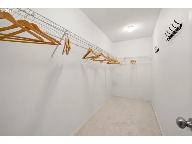 a view of a room with racks on the wall