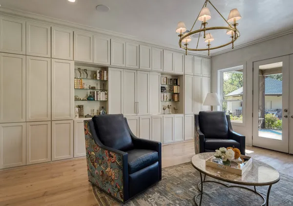 a living room with furniture