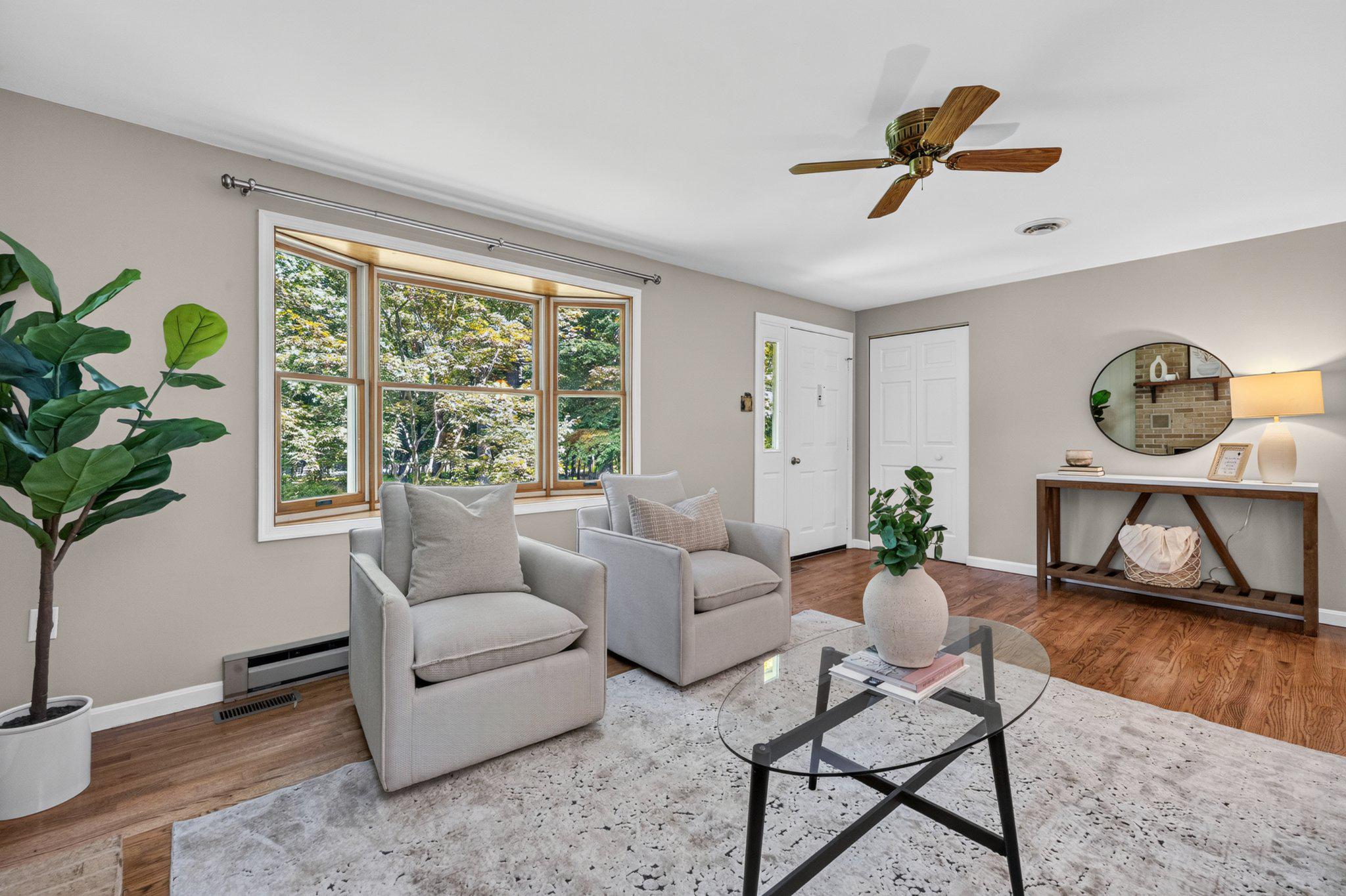 Enjoy serene views from the beautiful bay window.