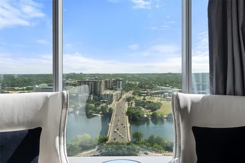 a view of lake from balcony