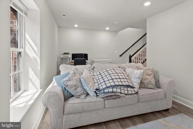 a living room with furniture