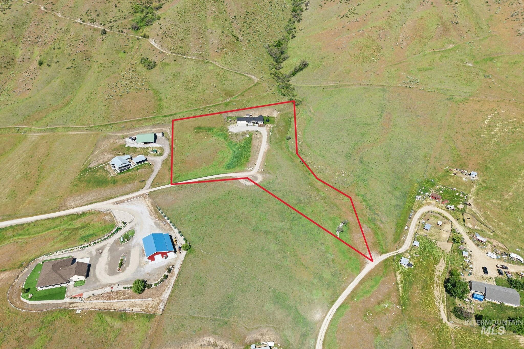 25 River Ridge Horseshoe Bend, ID 83629 - Photo 48 of 50 Expansive aerial view showcasing a large land parcel outlined in red