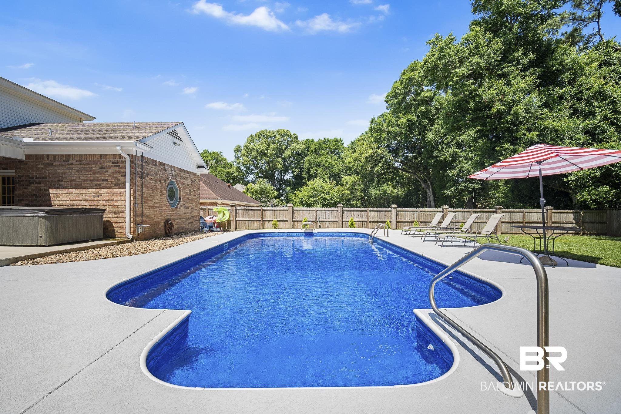 402 Potters Mills Road Daphne, AL 36526 - Photo 4 of 45 View of swimming pool featuring a fenced backyard and a patio area