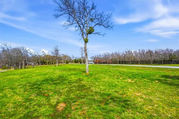 a view of outdoor space with green field and trees