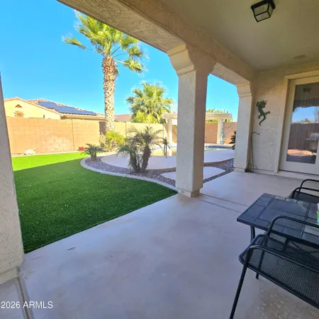 a view of a backyard with plants and a garden