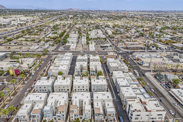 an aerial view of a city