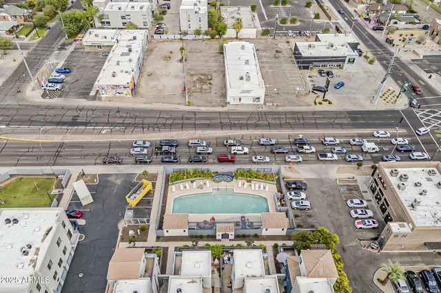 an aerial view of residential building with outdoor space