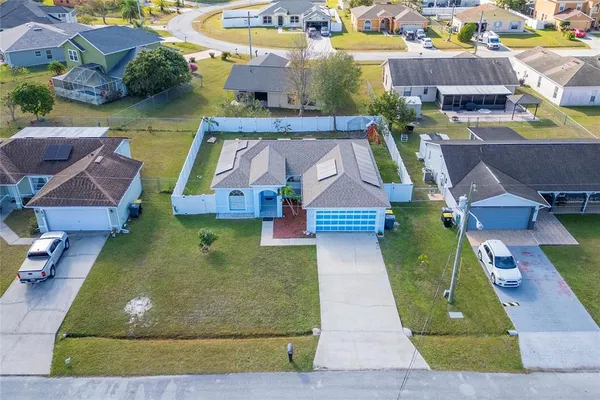 an aerial view of a house