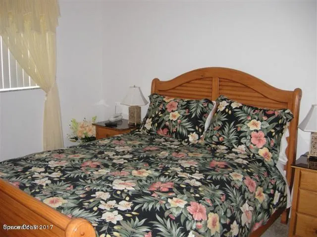 a bedroom with a bed