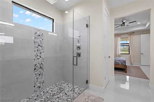 a bathroom with a shower