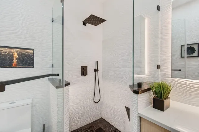 a view of a patio on the deck