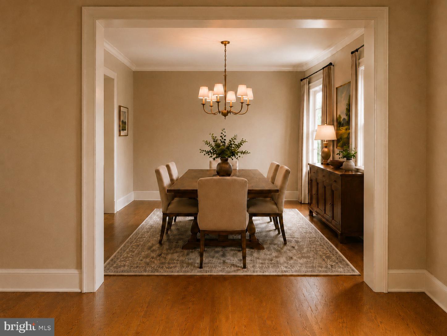 4702 Banner Street Hyattsville, MD 20781 - Photo 6 of 20 a dining room with furniture a chandelier and wooden floor
