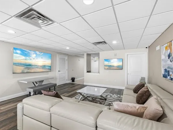a living room with furniture