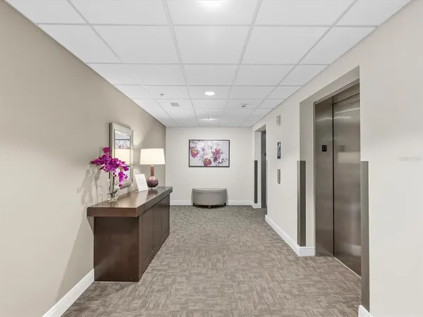 a view of a building with a street