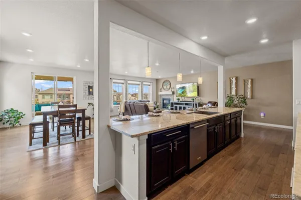 a kitchen with lots of counter top space
