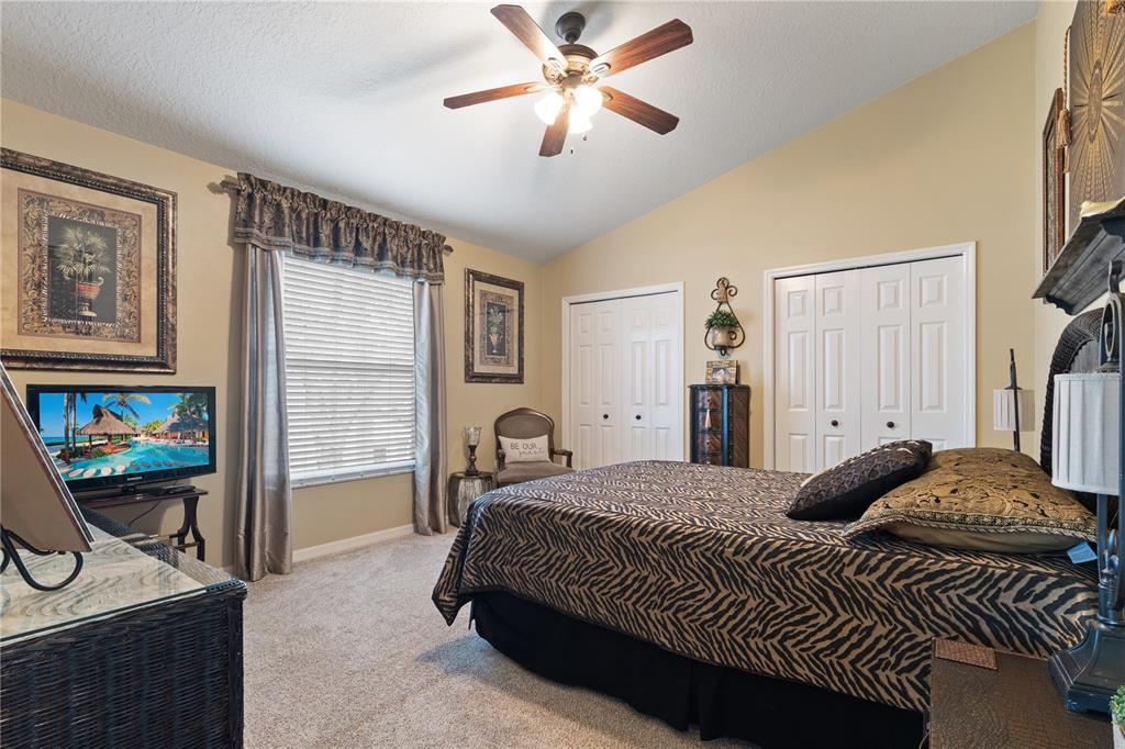 4202 Rotherham Court Palm Harbor, FL 34685 - Photo 40 of 61 a bedroom with a bed and a flat screen tv