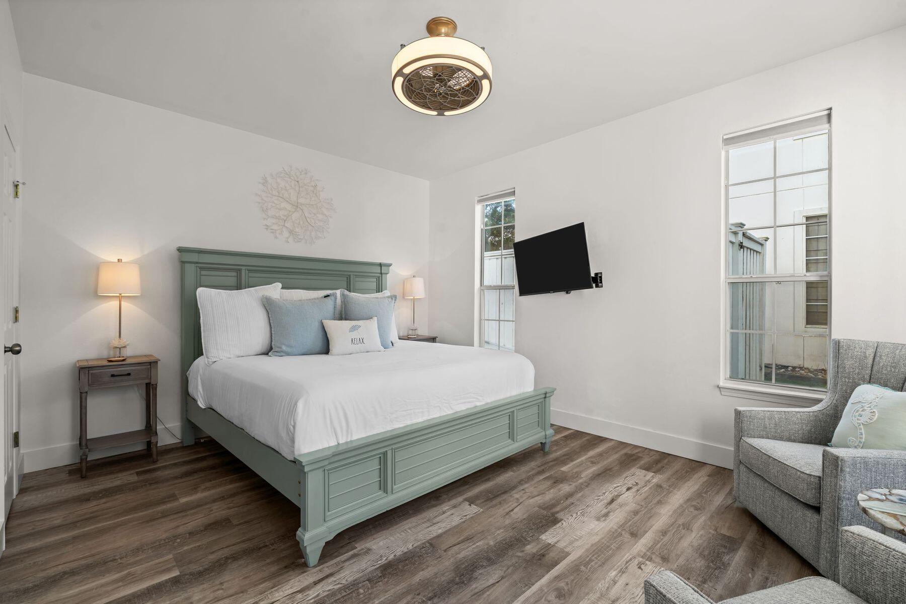 41 Longue Vue Drive Inlet Beach, FL 32461 - Photo 24 of 48 a bedroom with a bed and a flat screen tv