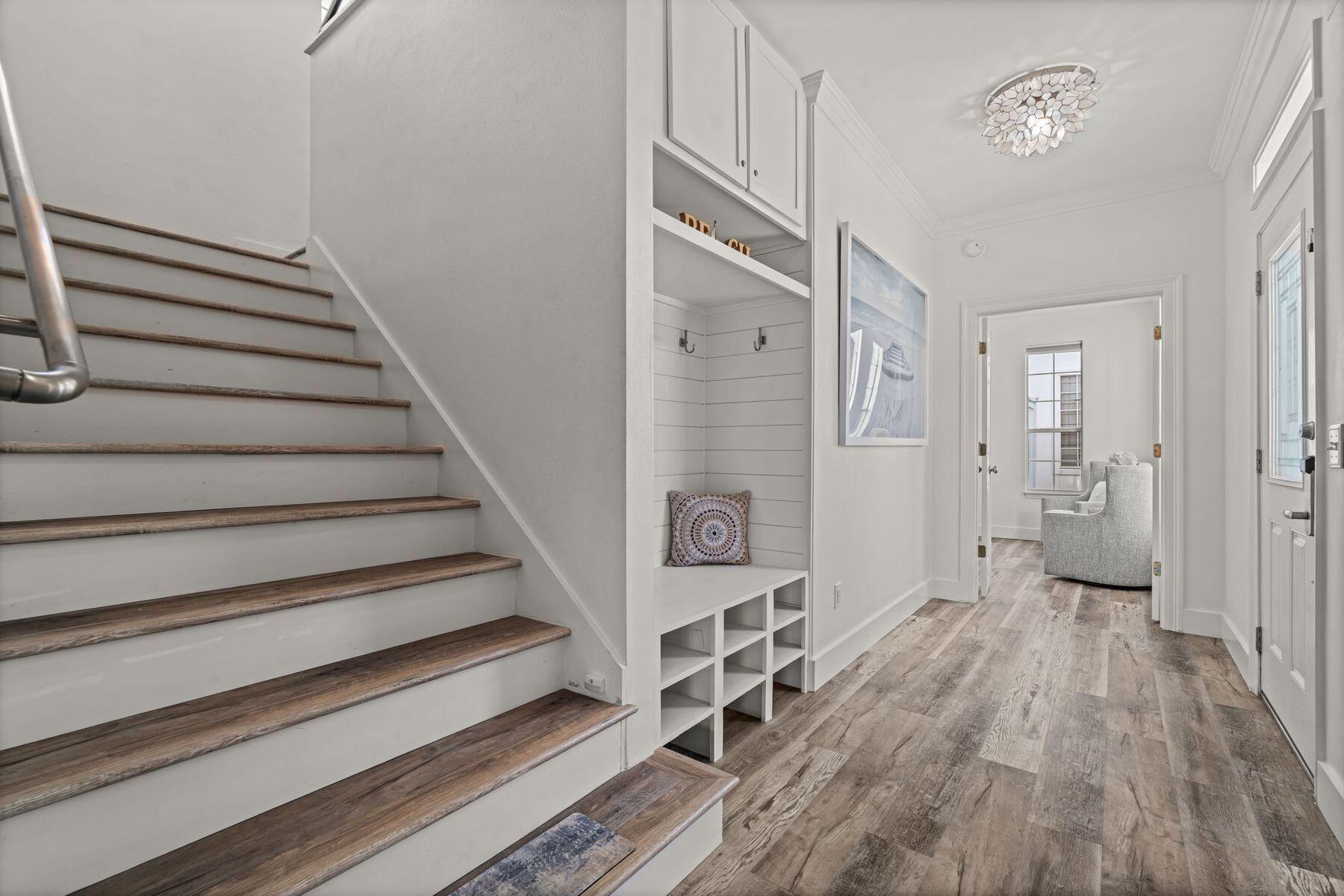 41 Longue Vue Drive Inlet Beach, FL 32461 - Photo 28 of 48 a view of a hallway with wooden floor and staircase