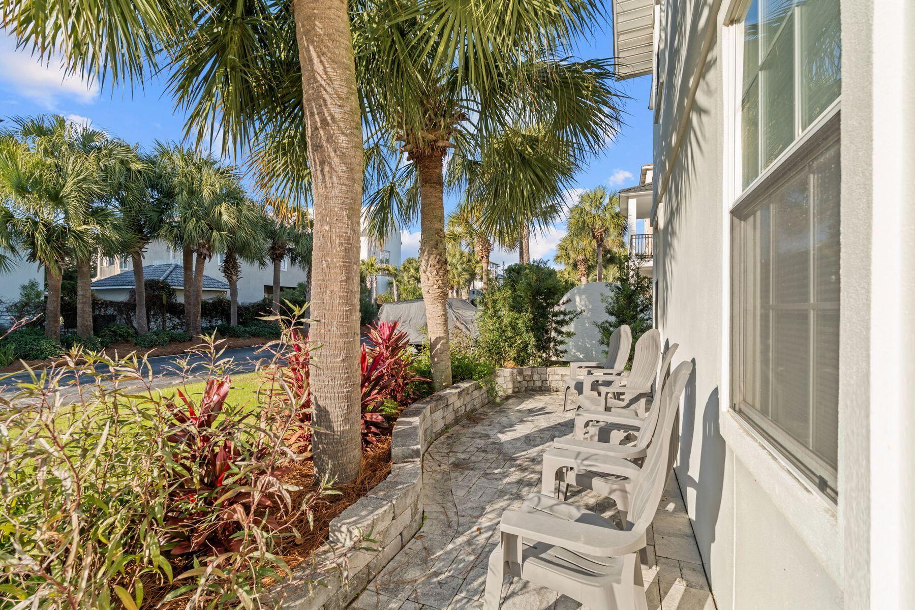 41 Longue Vue Drive Inlet Beach, FL 32461 - Photo 39 of 48 a view of backyard with potted plants and palm trees