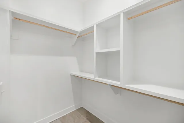 a view of an empty walk in closet
