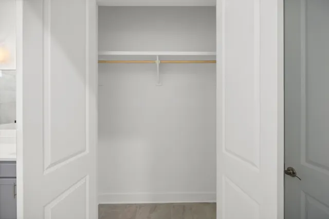 a view of entryway with wooden floor