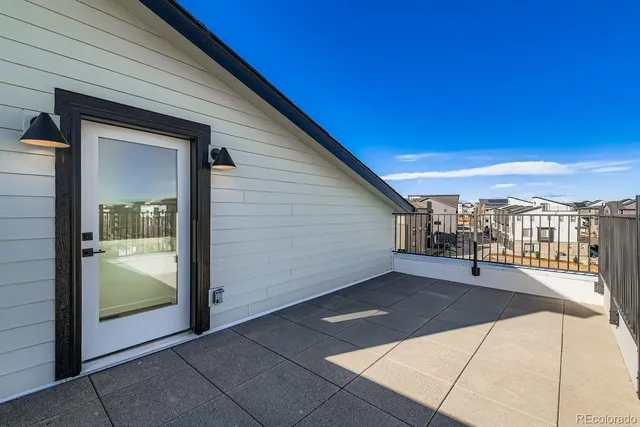 a view of a building from a balcony