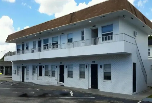 a front view of white house