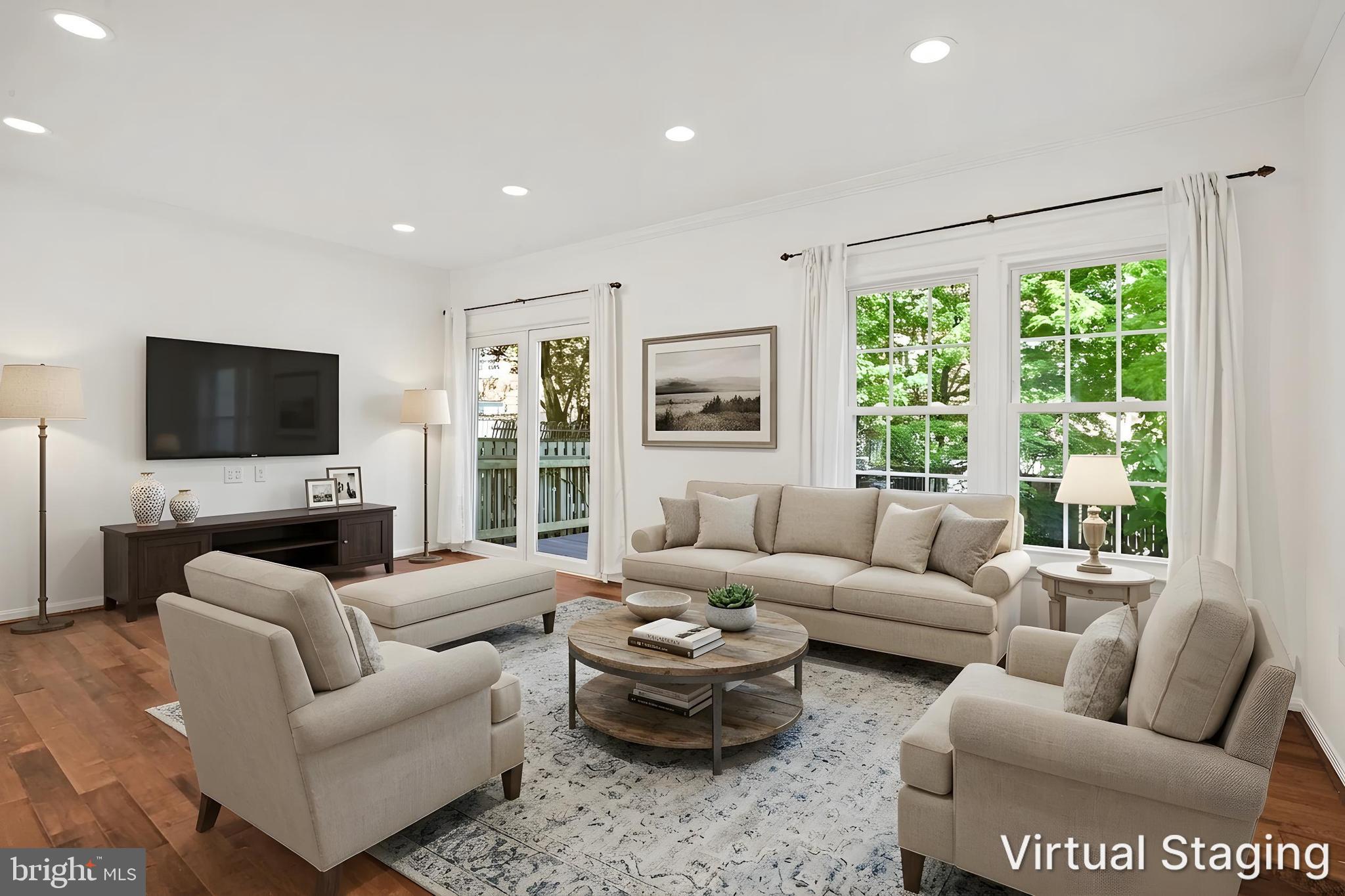 7422 Timberock Road Falls Church, VA 22043 - Photo 7 of 48 BIG Living Room w/French Door to Deck Patio & Yard