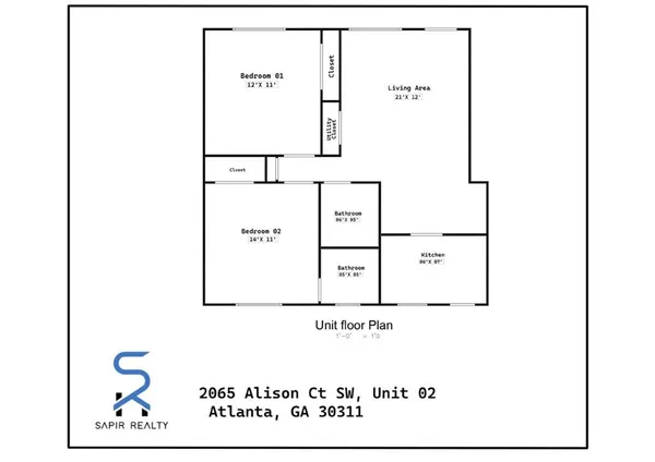 $1,100 | 2065 Alison Court Southwest, Unit 2, Atlanta, GA 30311