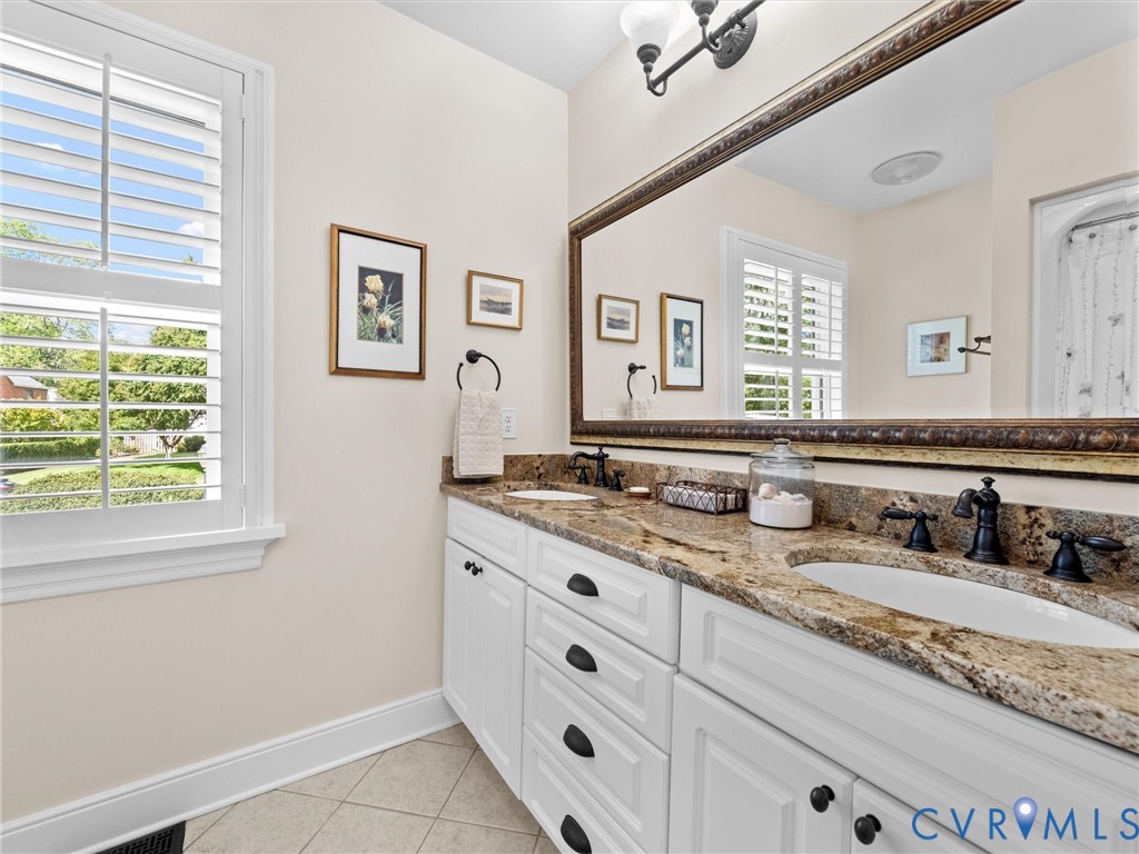 7723 Stuart Hall Road Henrico, VA 23229 - Photo 32 of 42 Dual vanity with granite countertop, white cabinet