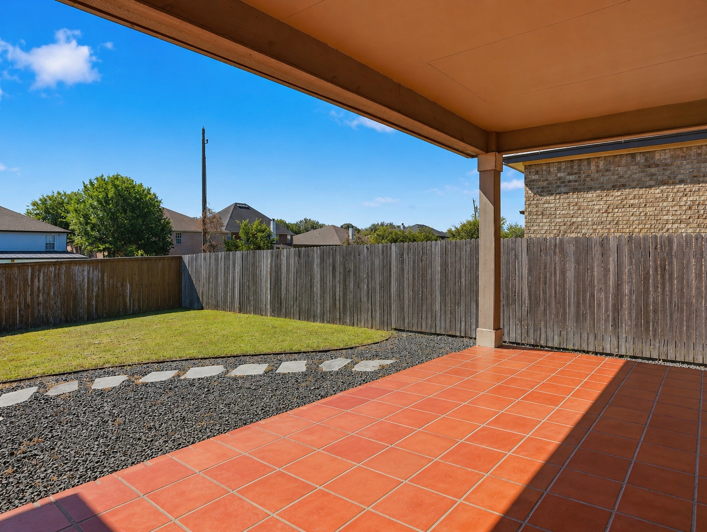 640 Landon Samuel Loop Pflugerville, TX 78660 - Photo 28 of 33 Covered patio featuring terra cotta tile flooring