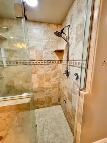 a view of a swimming pool with a garden