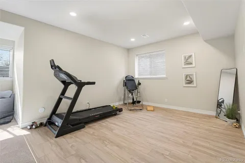 a view of a room with gym equipment