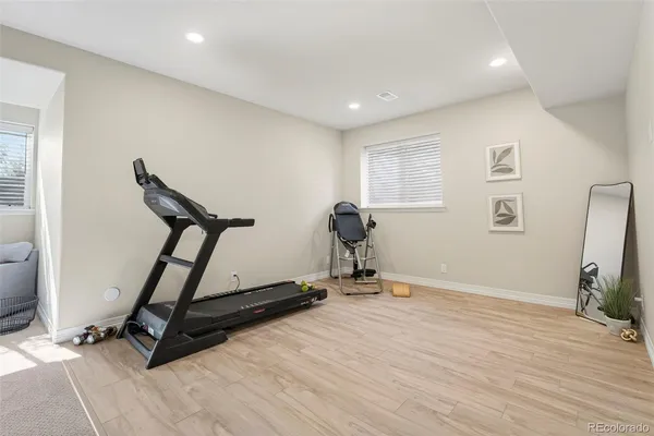 a view of a room with gym equipment