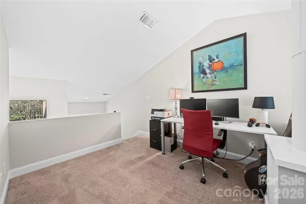 a workspace with furniture