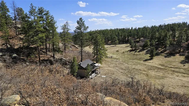 a view of a outdoor space with trees all around