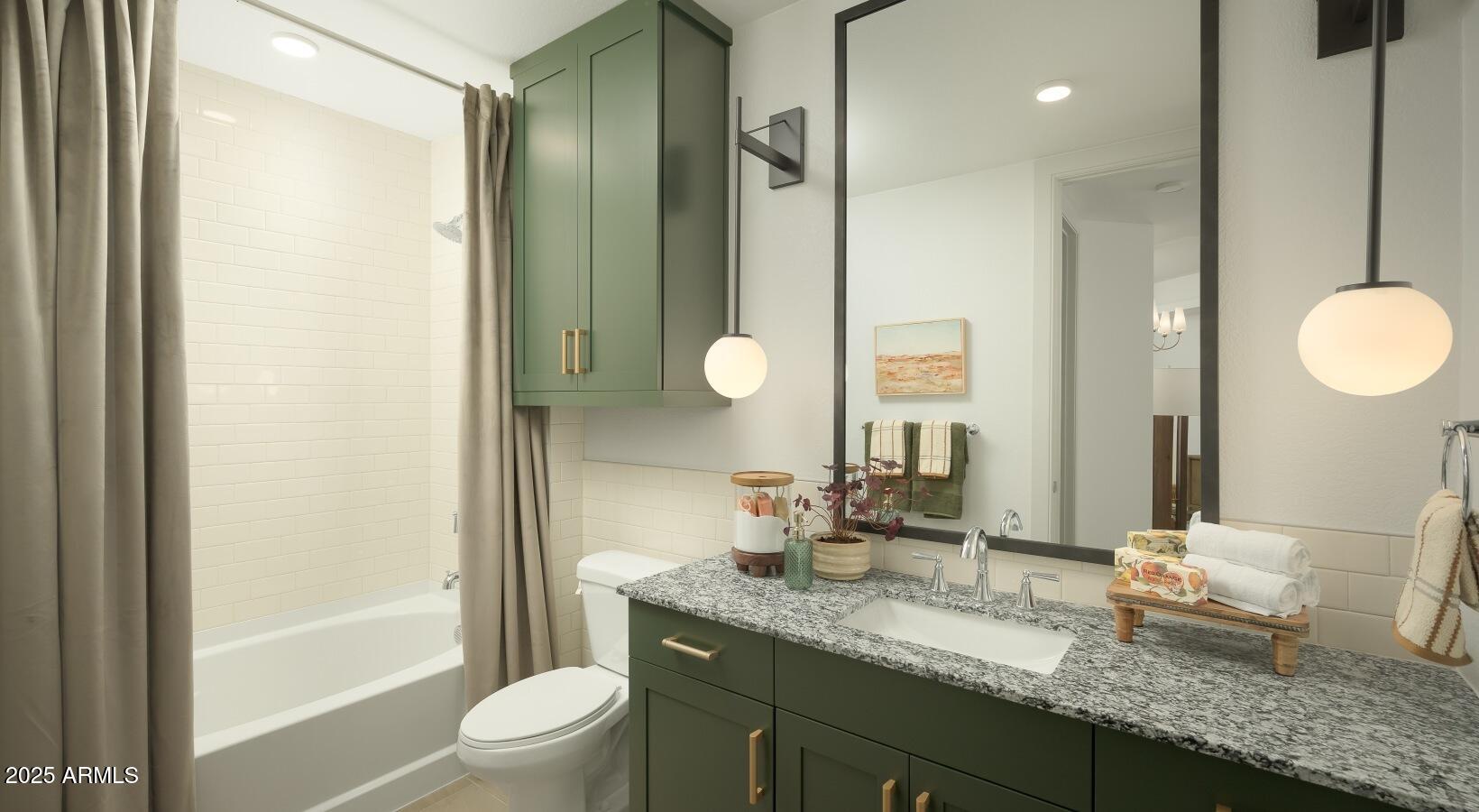 98 South River Drive, Unit B3 Tempe, AZ 85288 - Photo 10 of 20 a bathroom with a granite countertop sink toilet and shower