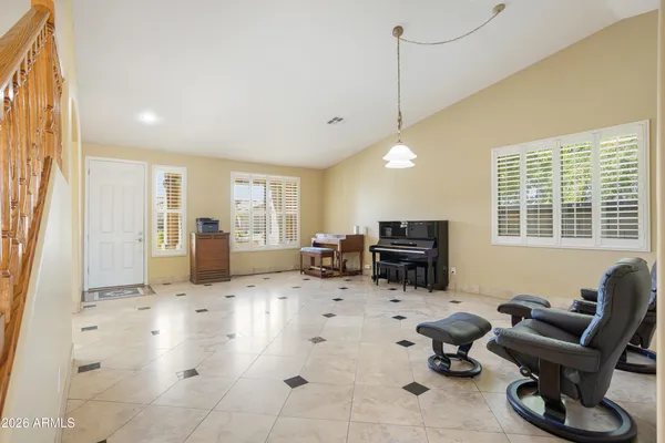a living room with furniture