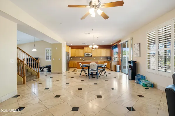 a view of a dining room and livingroom