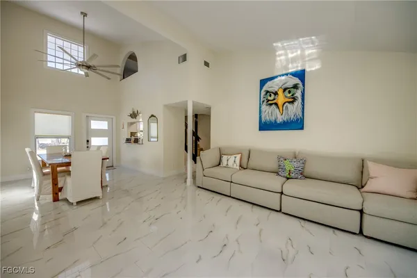 a living room with furniture