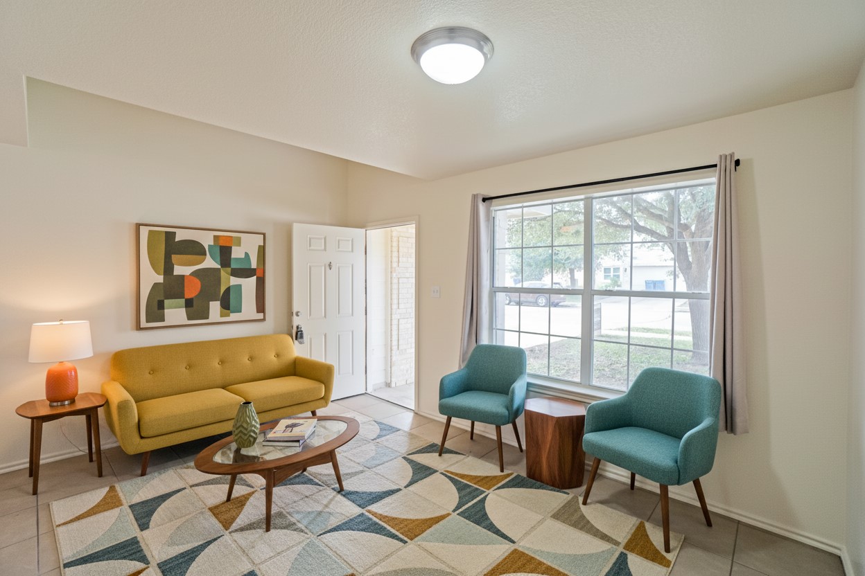 714 Lavaca Loop Elgin, TX 78621 - Photo 2 of 38 Living area with baseboards and light tile patterned floors