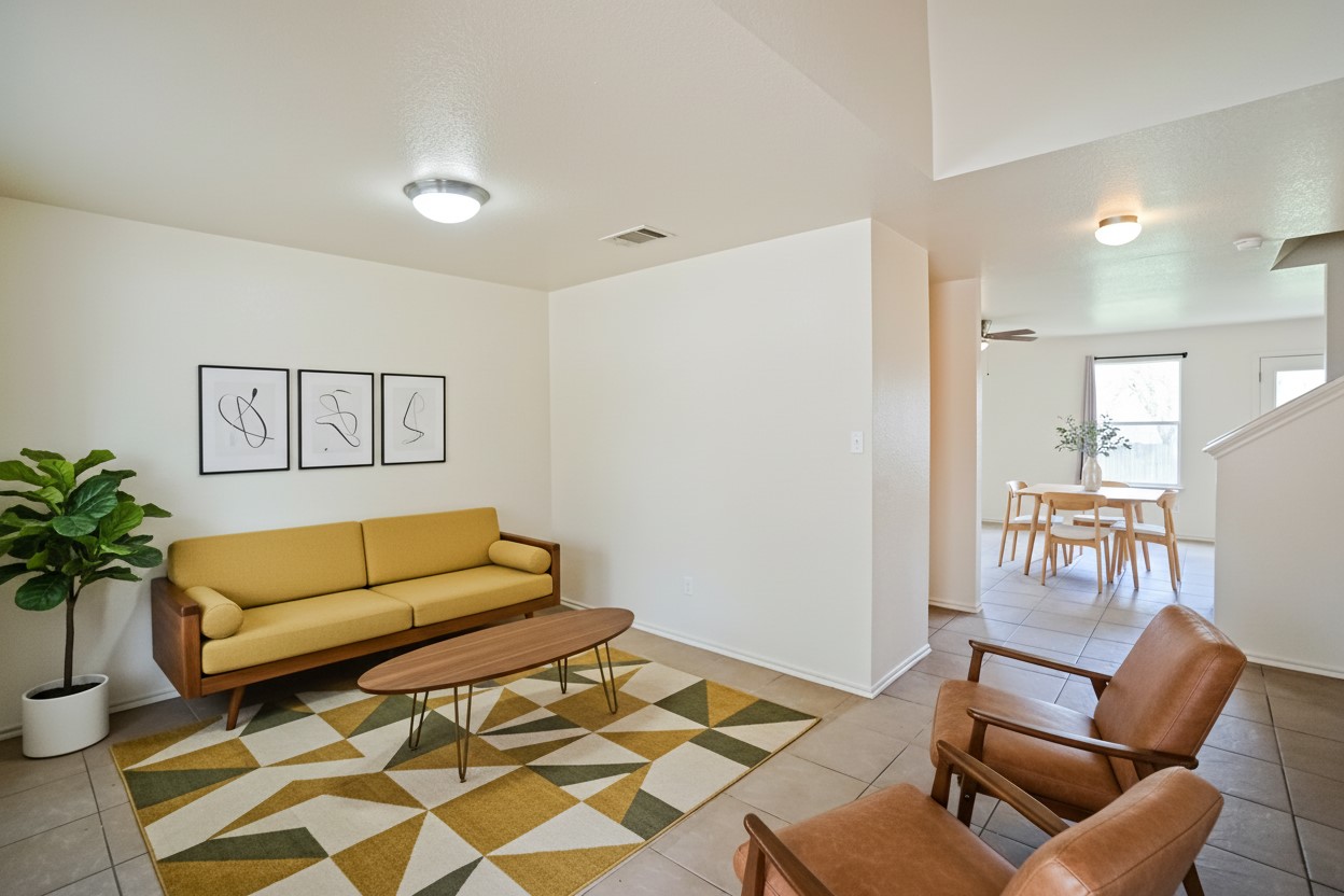 714 Lavaca Loop Elgin, TX 78621 - Photo 3 of 38 Living area featuring light tile patterned floors and baseboards