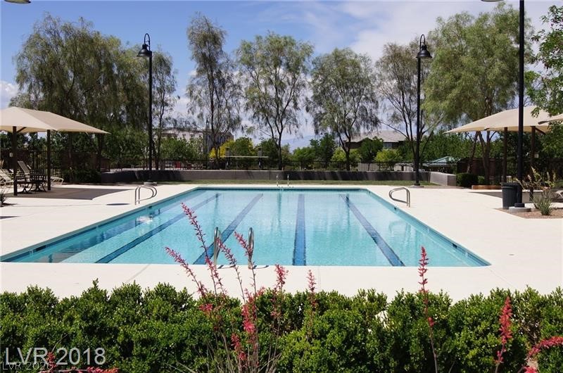 3144 Whitfeild Avenue Henderson, NV 89044 - Photo 35 of 55 An inviting community pool awaits, framed by lush greenery and shaded lounging areas.