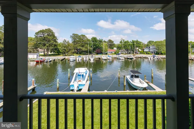 a view of a lake with a city view